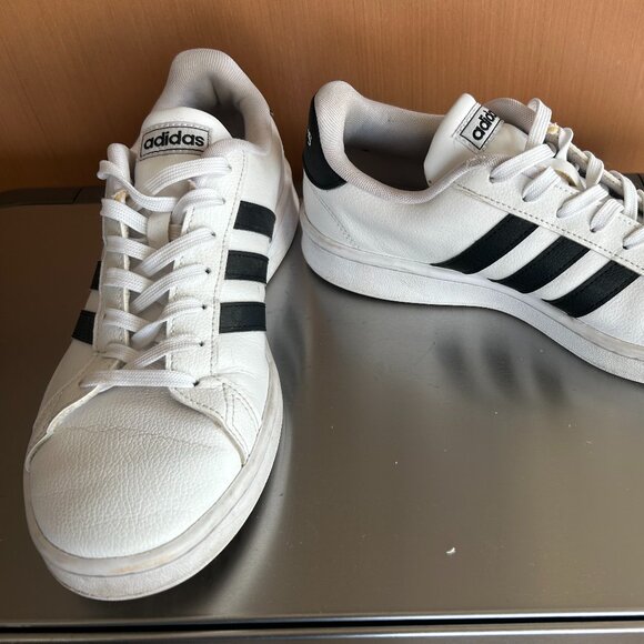 Adidas Grand Court 2.0 White with Black stripes, Women's size 10 - Picture 2 of 5